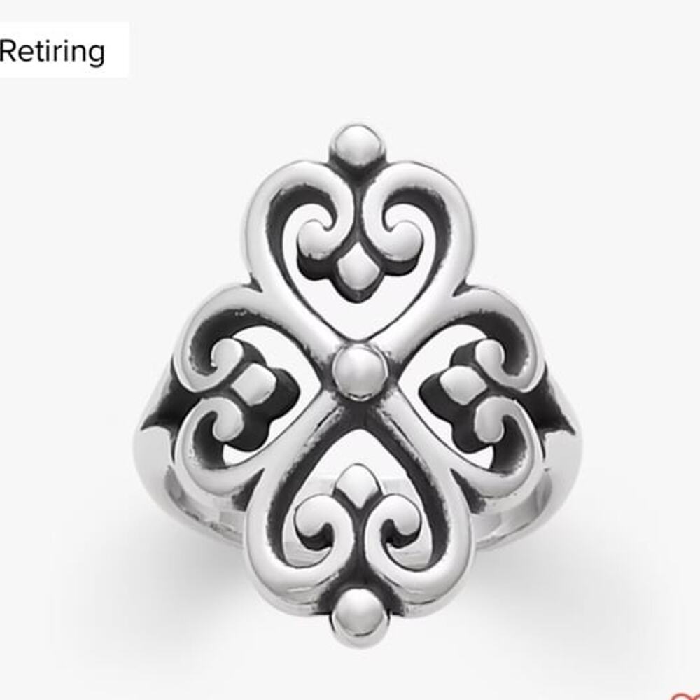 James Avery Sterling Silver Adorned Hearts Ring Size 7